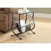 Monarch Specialties Accent Table - Satin Black Metal  With Tempered Glass I 3314